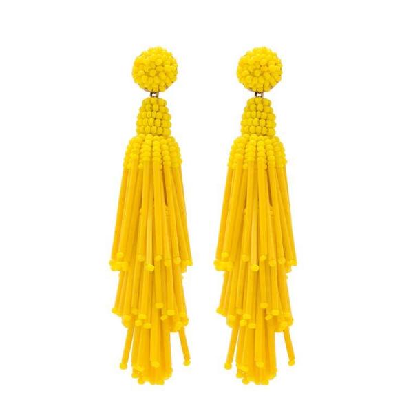 Yellow silk tassel earrings — Silk Art Closet